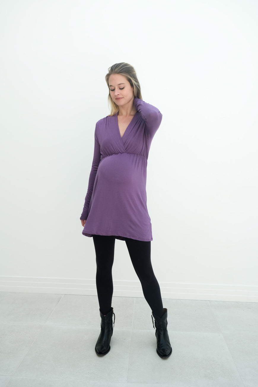 Eleanor | Maternity Long Sleeve Mini Wrap Dress with V-Neck