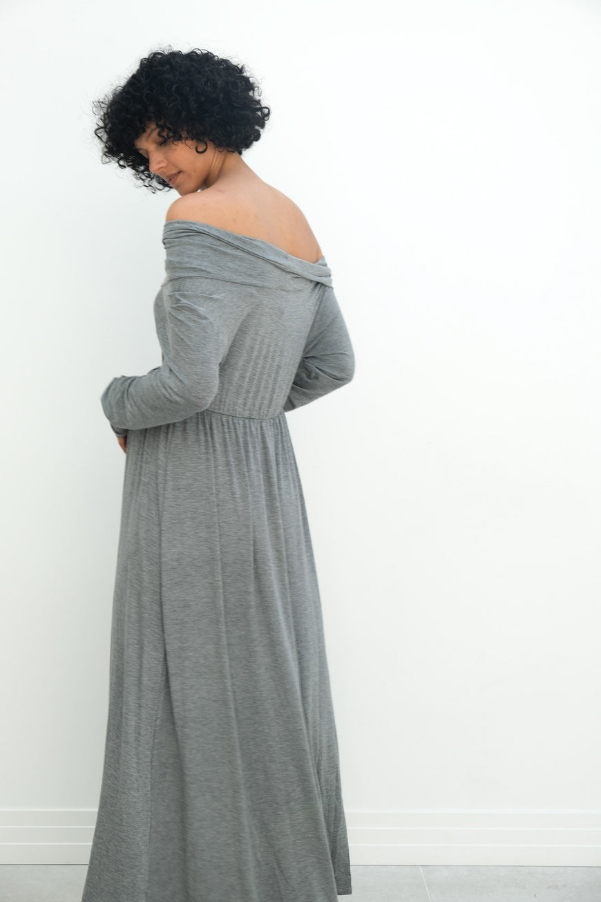 Delaney | Maternity Maxi Strapless Dress with Long Sleeves