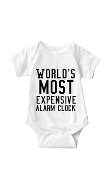 World s Most Expensive Alarm Clock Infant Onesie Sarcastic ME