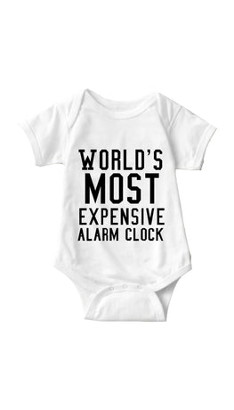World's Most Expensive Alarm Clock White Infant Onesie | Sarcastic ME