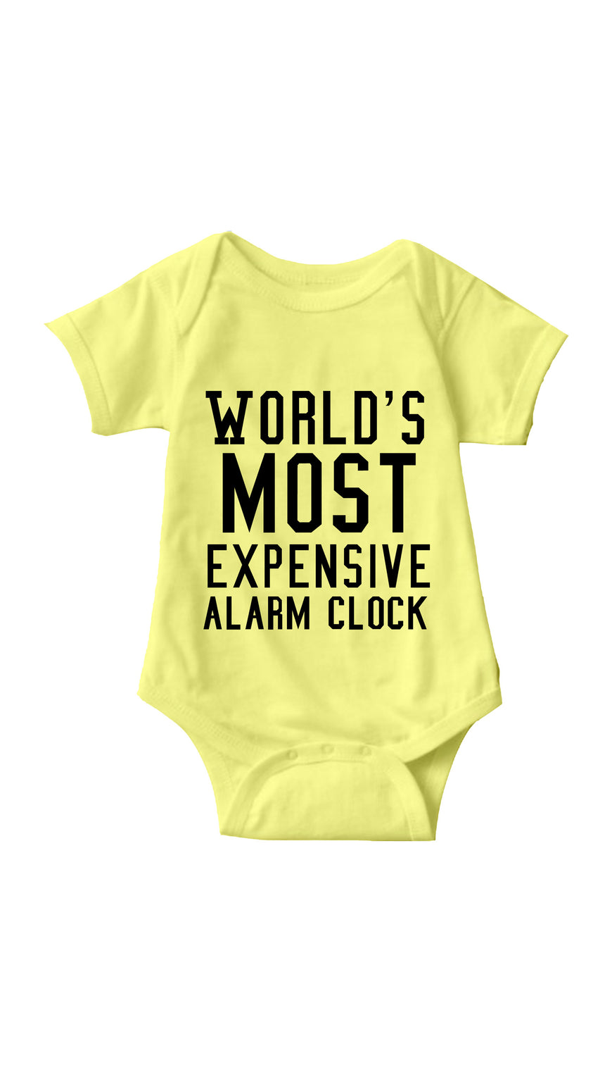 World's Most Expensive Alarm Clock Yellow Infant Onesie | Sarcastic ME