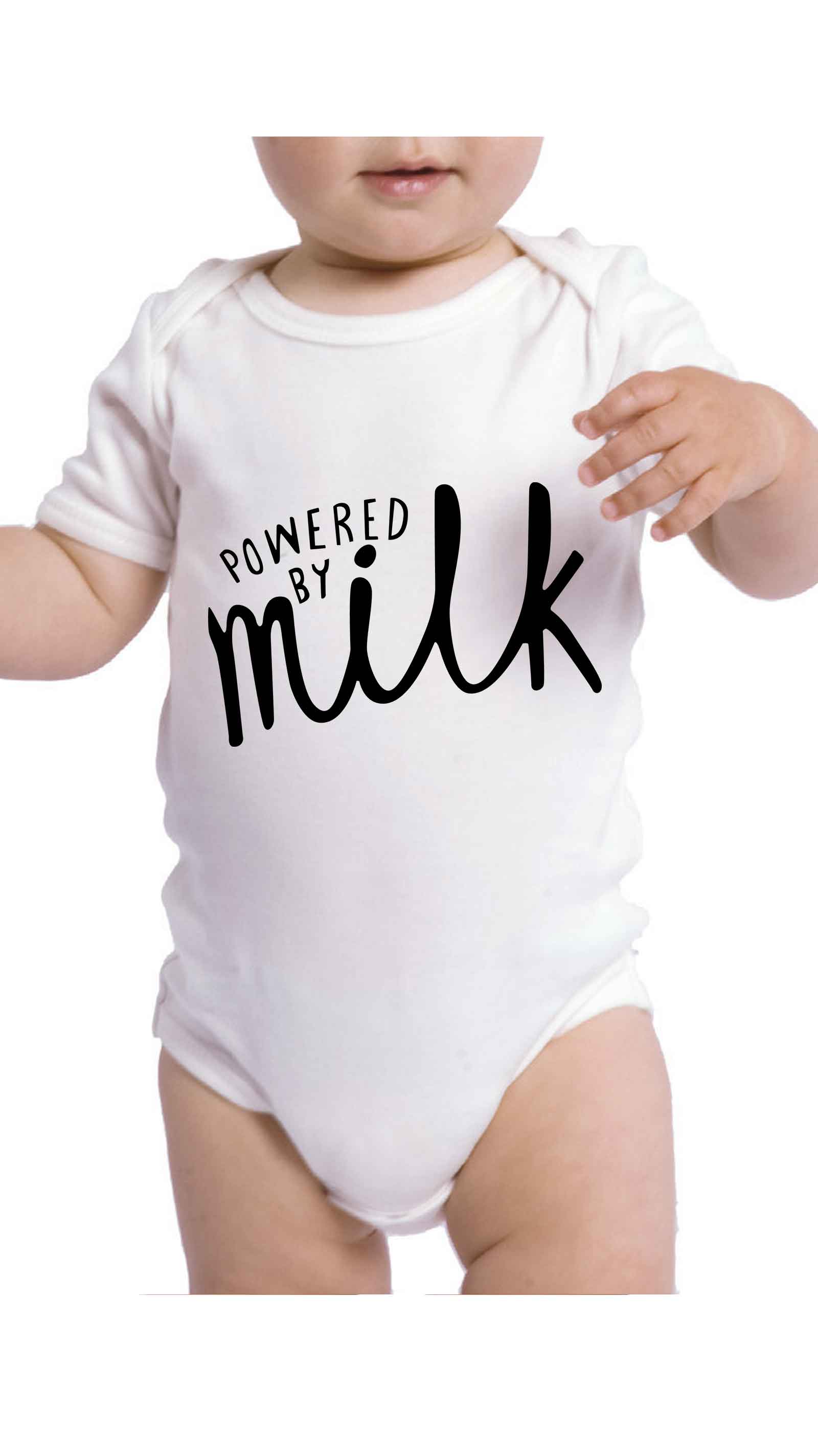 Powered By Milk Cute & Funny Baby Infant Onesie | Sarcastic ME