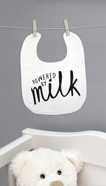 Powered By Milk Funny Baby Bib