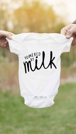 Powered By Milk Cute & Funny Baby Infant Onesie | Sarcastic ME