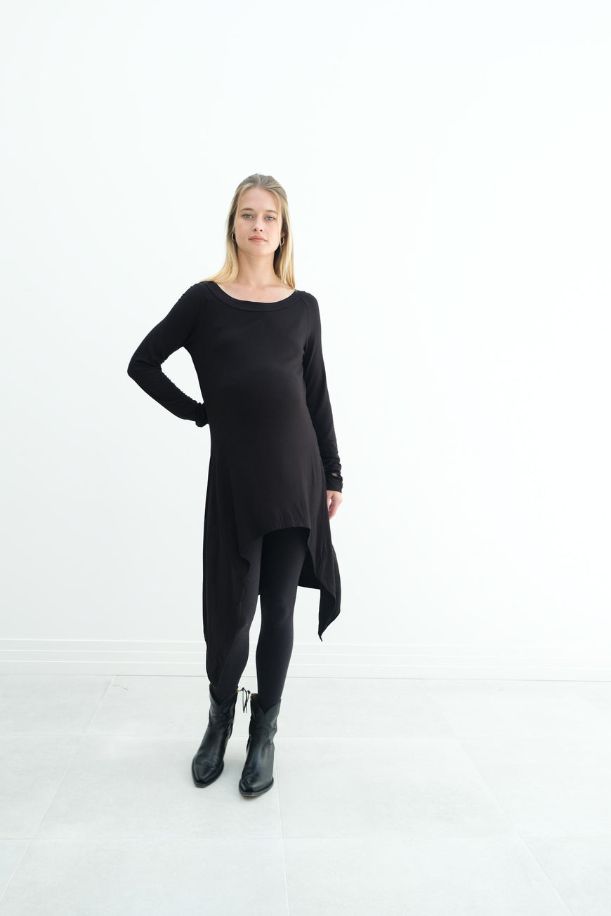 Luna | Long Sleeve Midi Maternity Dress With Bohemian Cut