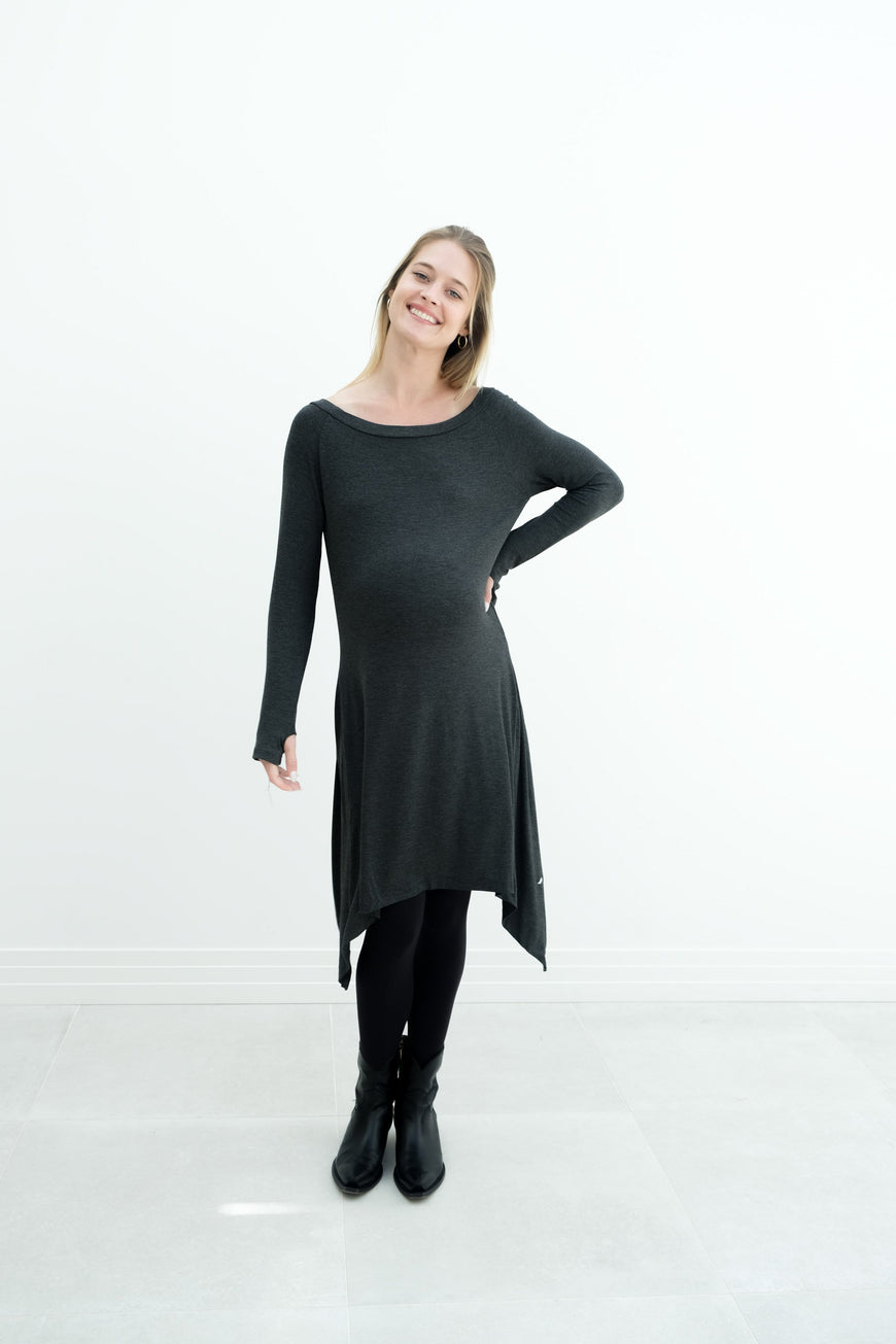 Luna | Long Sleeve Midi Maternity Dress With Bohemian Cut