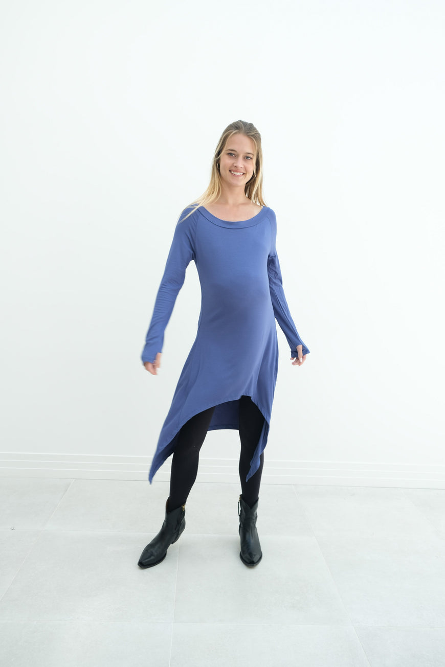 Luna | Long Sleeve Midi Maternity Dress With Bohemian Cut