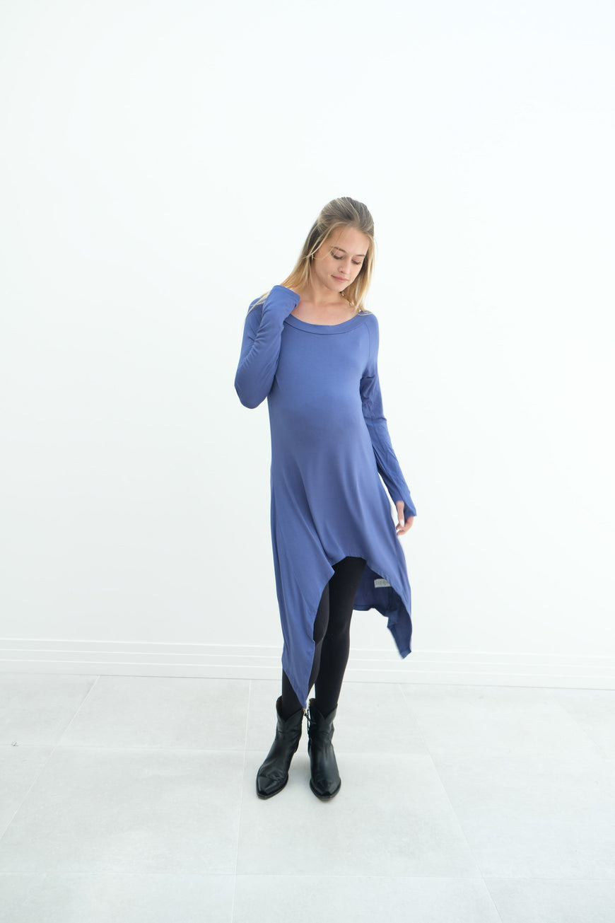 Luna | Long Sleeve Midi Maternity Dress With Bohemian Cut