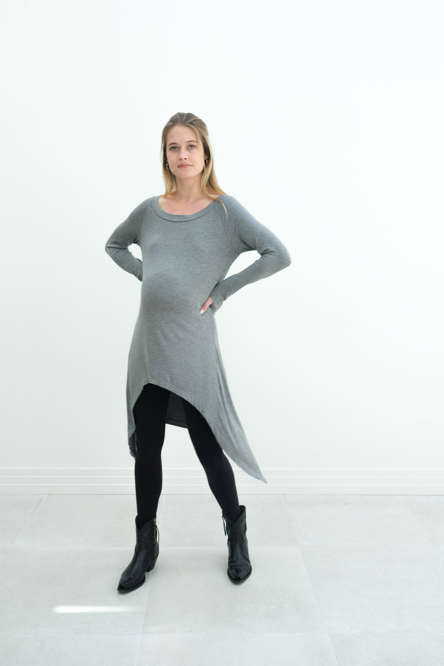 Luna | Long Sleeve Midi Maternity Dress With Bohemian Cut