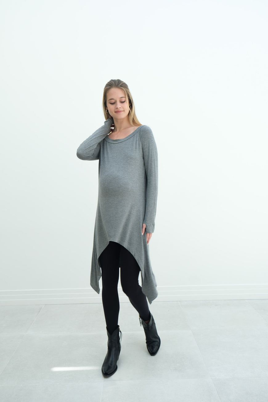 Luna | Long Sleeve Midi Maternity Dress With Bohemian Cut