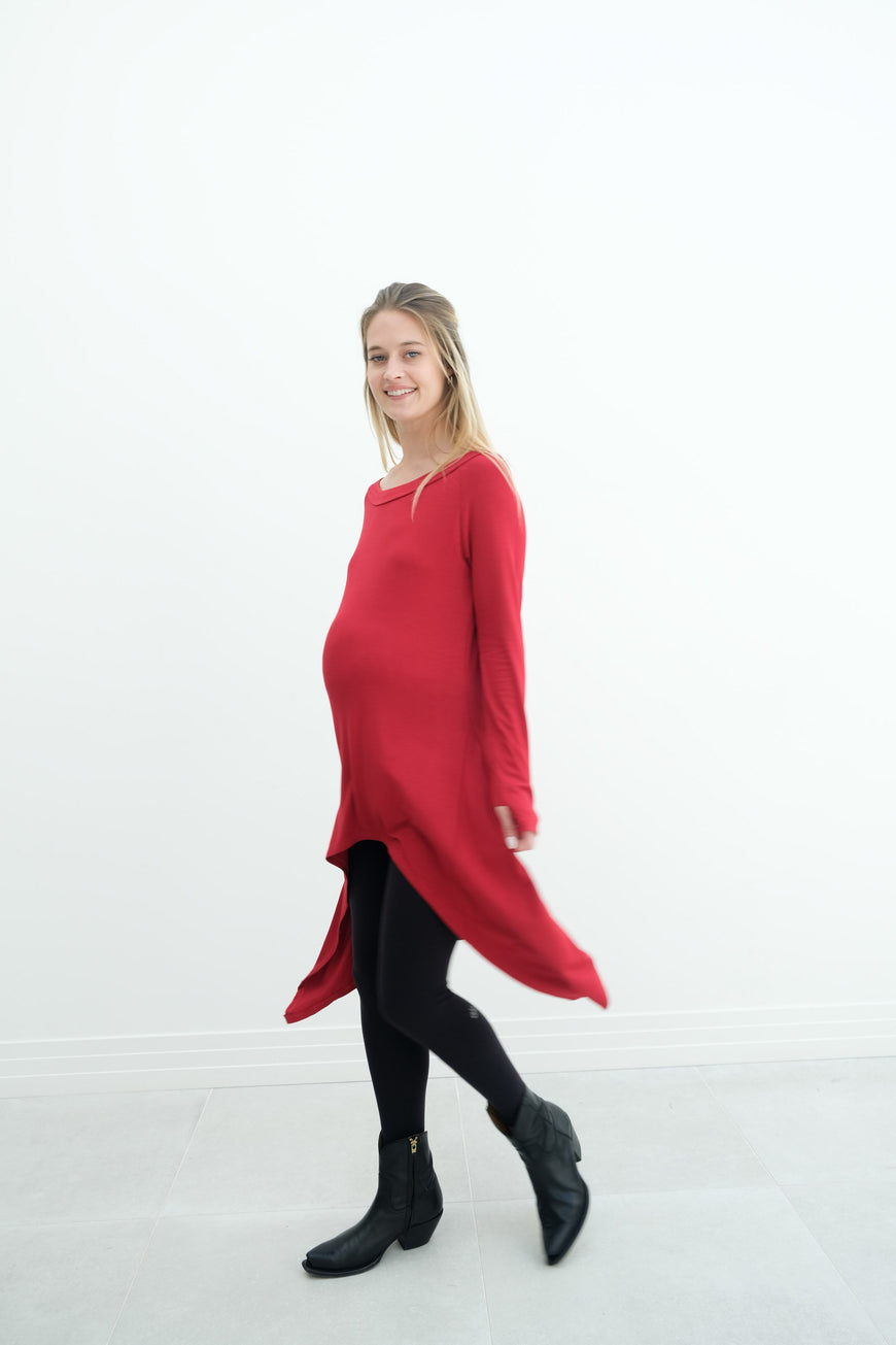 Luna | Long Sleeve Midi Maternity Dress With Bohemian Cut