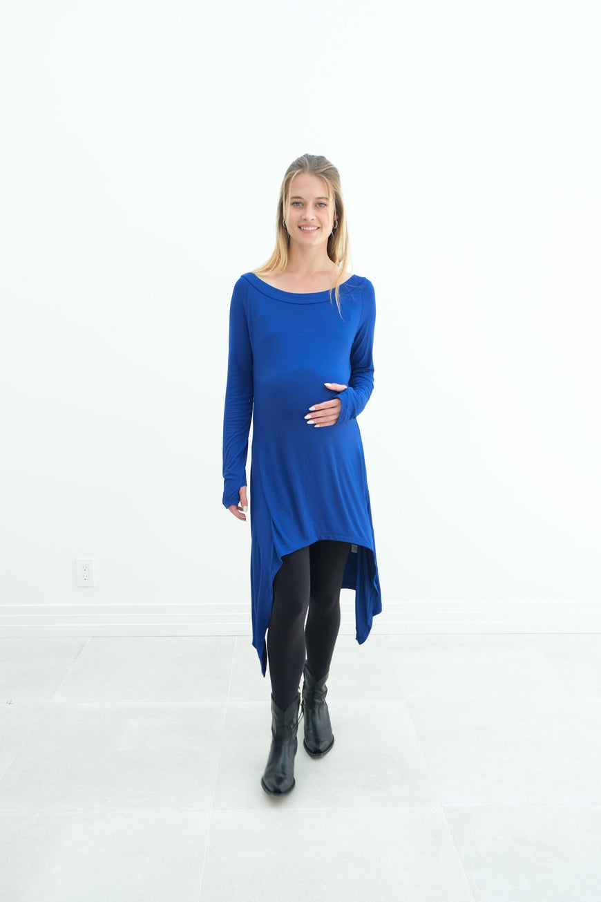 Luna | Long Sleeve Midi Maternity Dress With Bohemian Cut