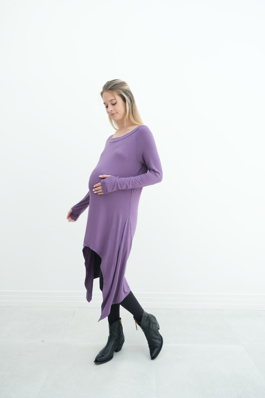 Luna | Long Sleeve Midi Maternity Dress With Bohemian Cut