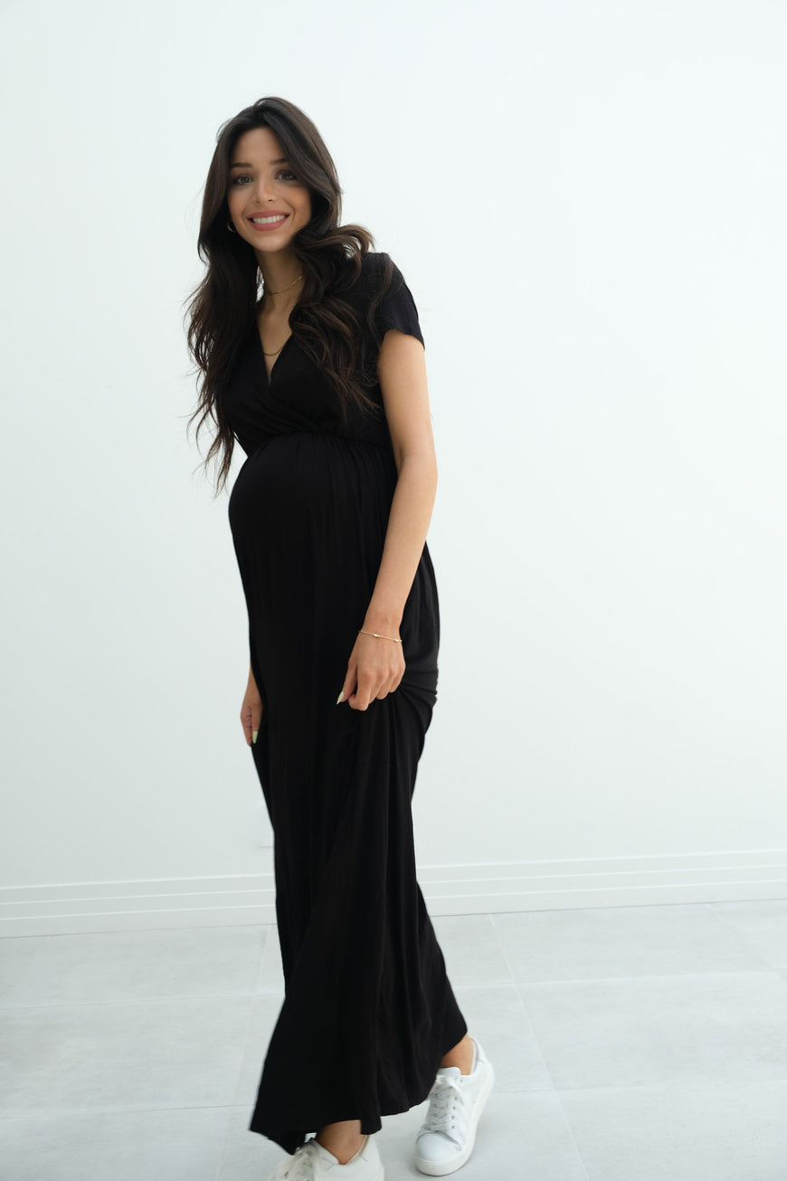 Catalina | Maternity Midi Flowy Wrap Dress with Tie Waist