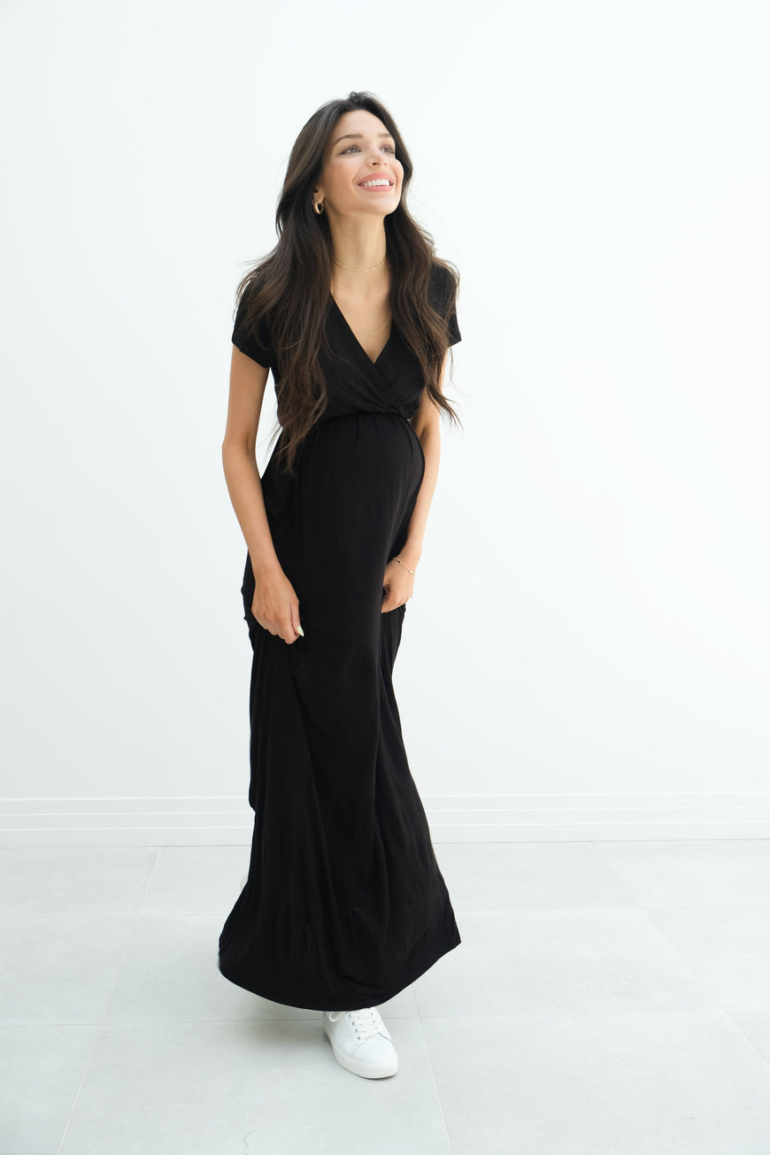 Catalina | Maternity Midi Flowy Wrap Dress with Tie Waist