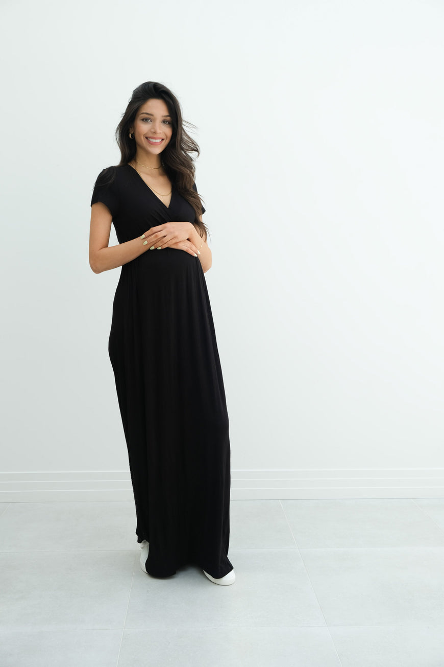 Catalina | Maternity Midi Flowy Wrap Dress with Tie Waist