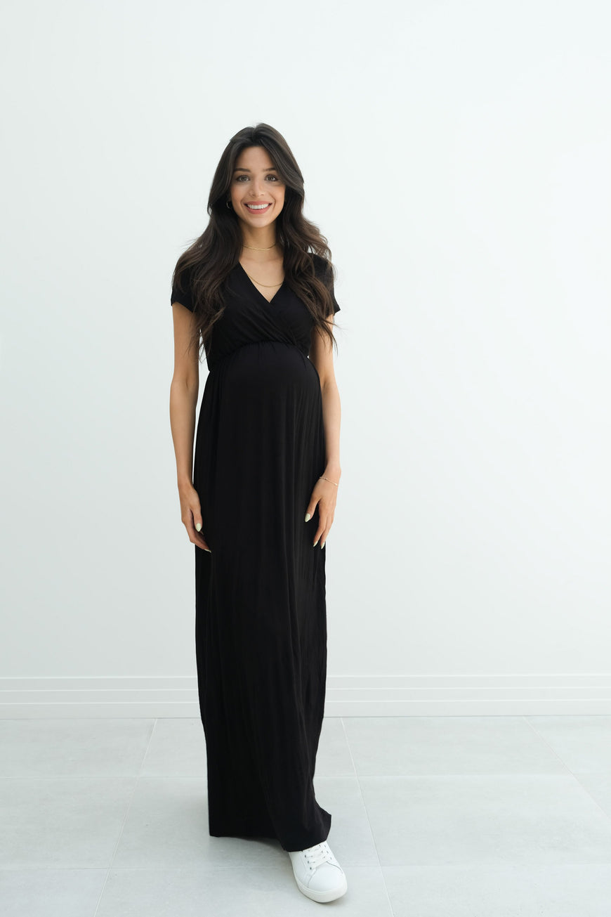 Catalina | Maternity Midi Flowy Wrap Dress with Tie Waist