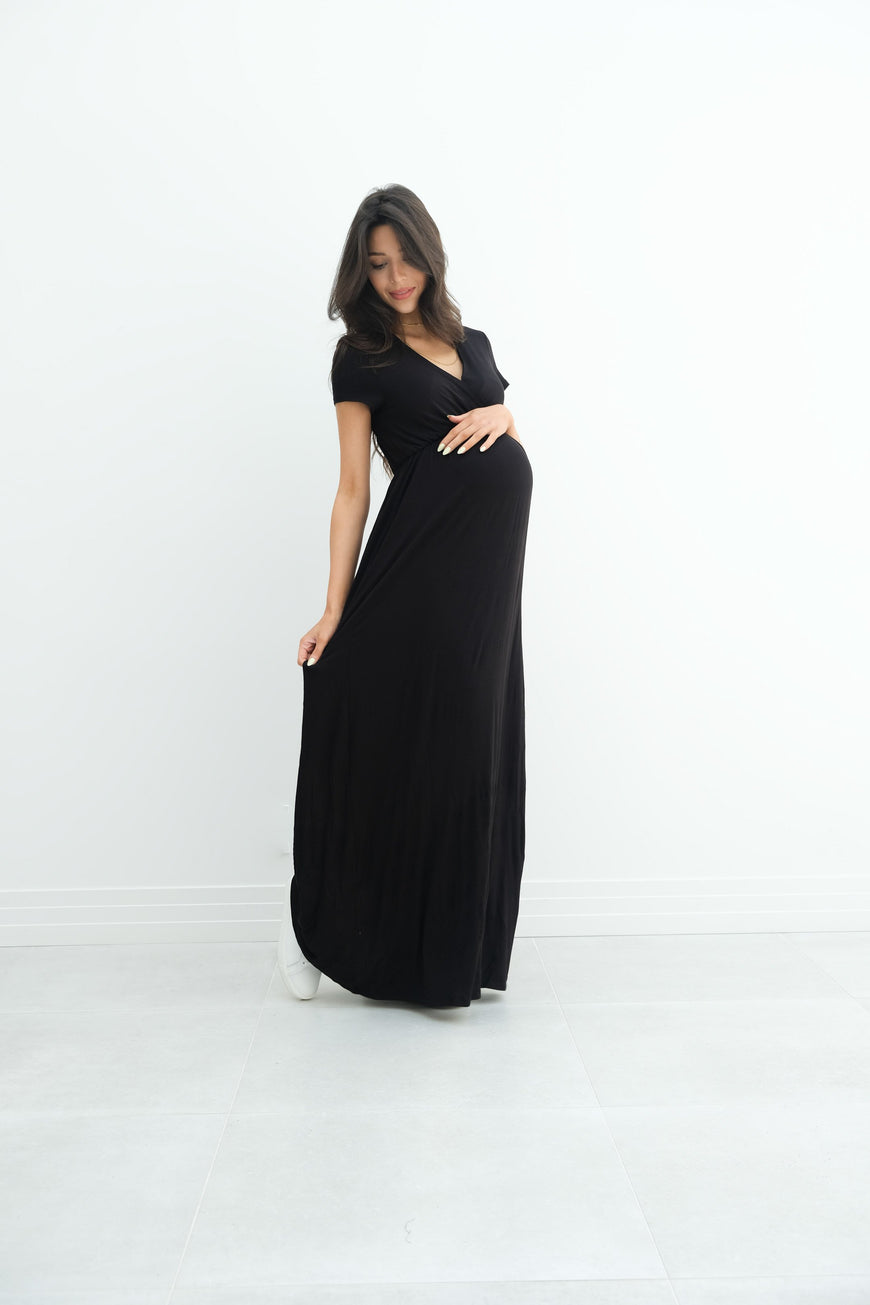 Catalina | Maternity Midi Flowy Wrap Dress with Tie Waist