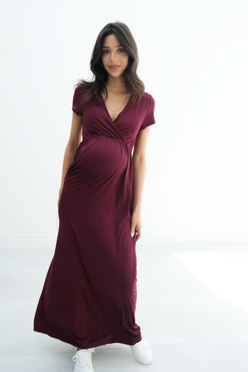 Catalina | Maternity Midi Flowy Wrap Dress with Tie Waist