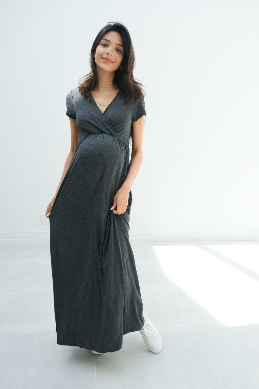 Catalina | Maternity Midi Flowy Wrap Dress with Tie Waist