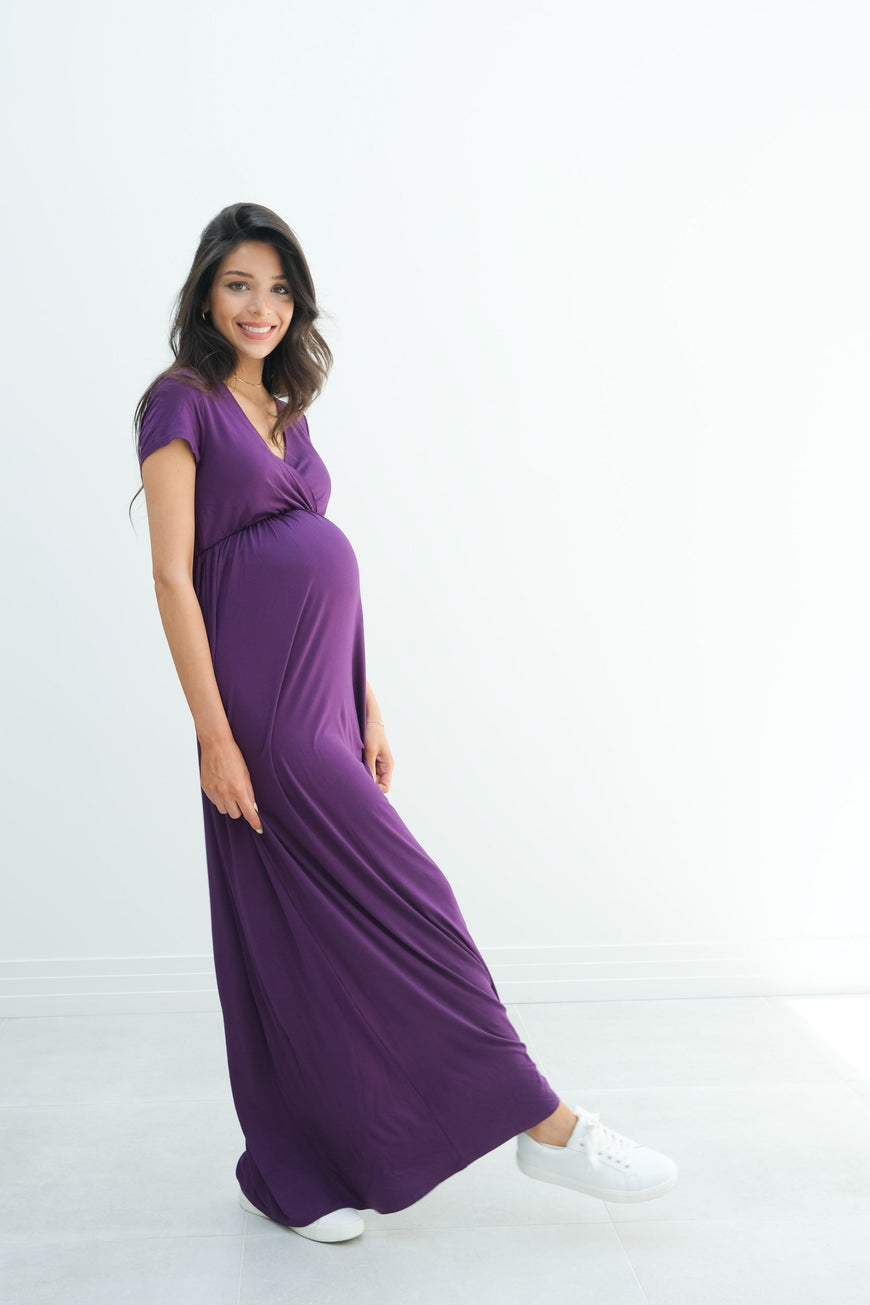 Catalina | Maternity Midi Flowy Wrap Dress with Tie Waist