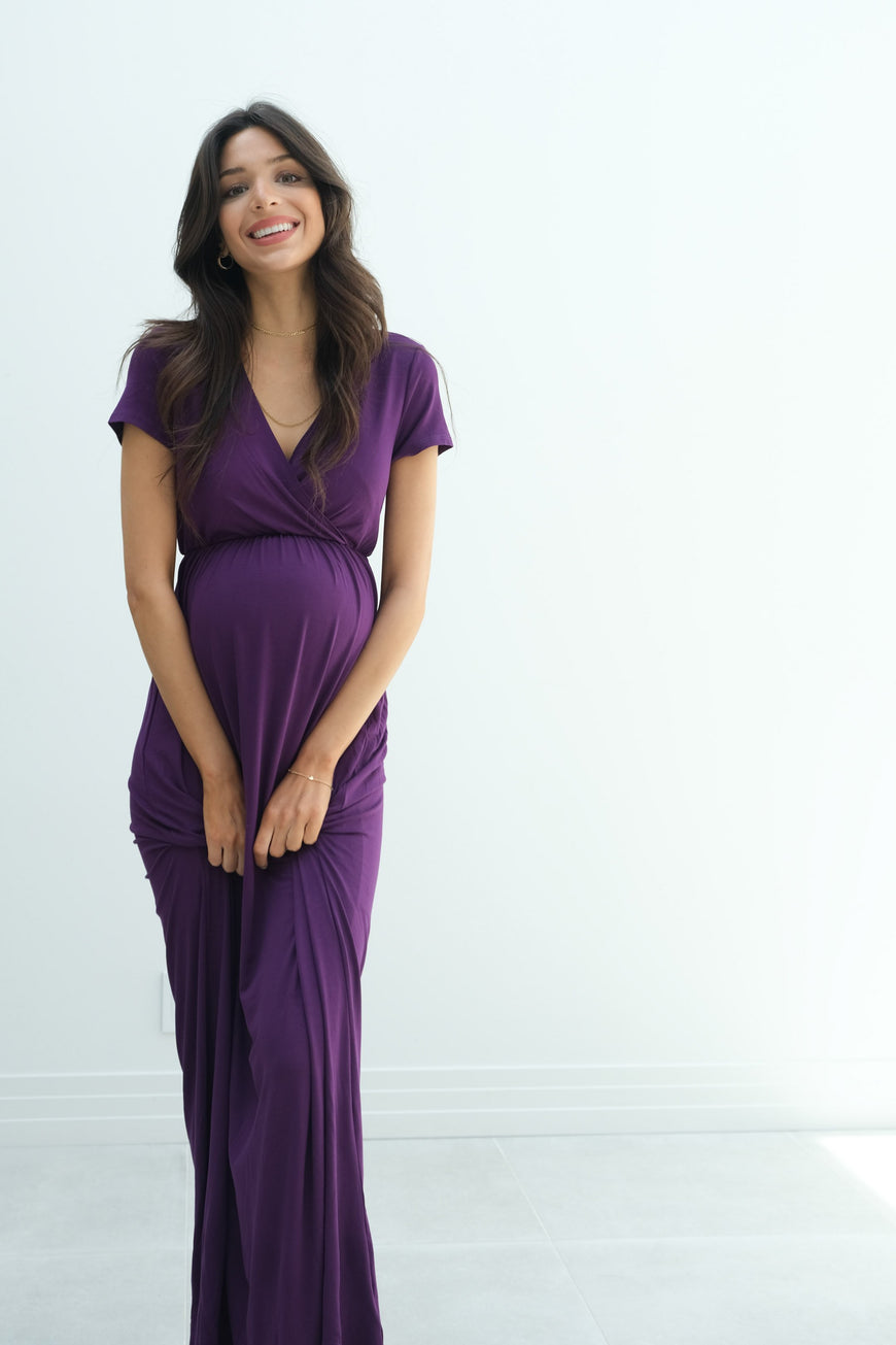 Catalina | Maternity Midi Flowy Wrap Dress with Tie Waist