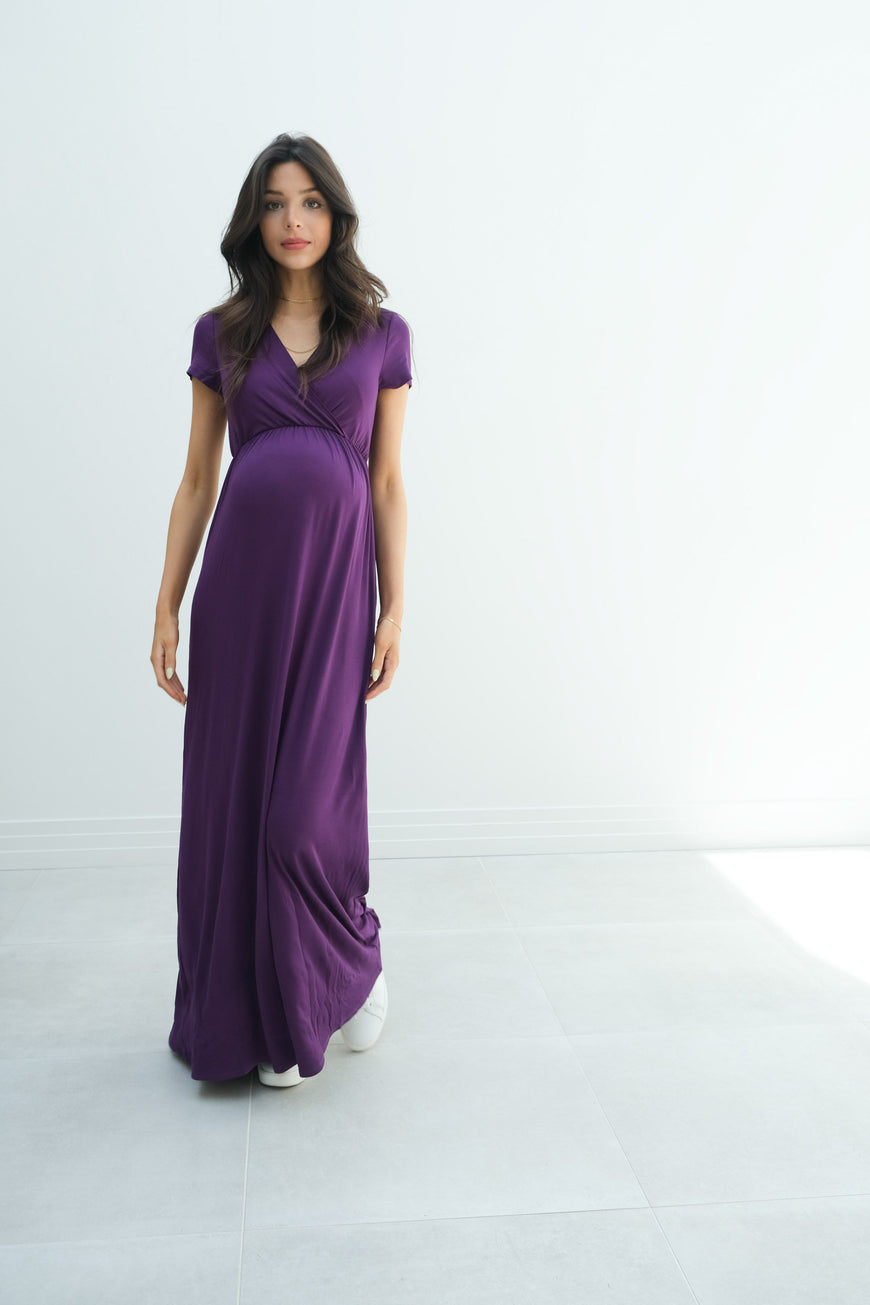 Catalina | Maternity Midi Flowy Wrap Dress with Tie Waist