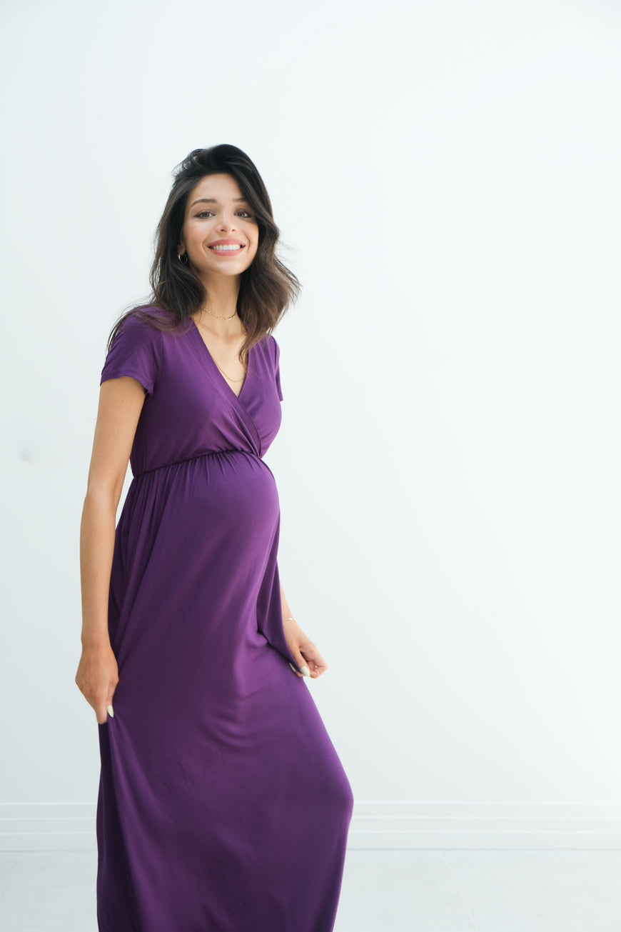 Catalina | Maternity Midi Flowy Wrap Dress with Tie Waist