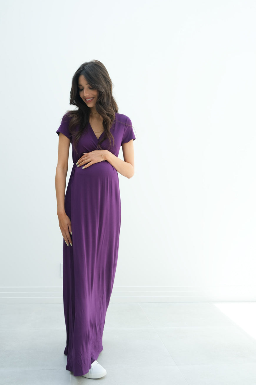 Catalina | Maternity Midi Flowy Wrap Dress with Tie Waist