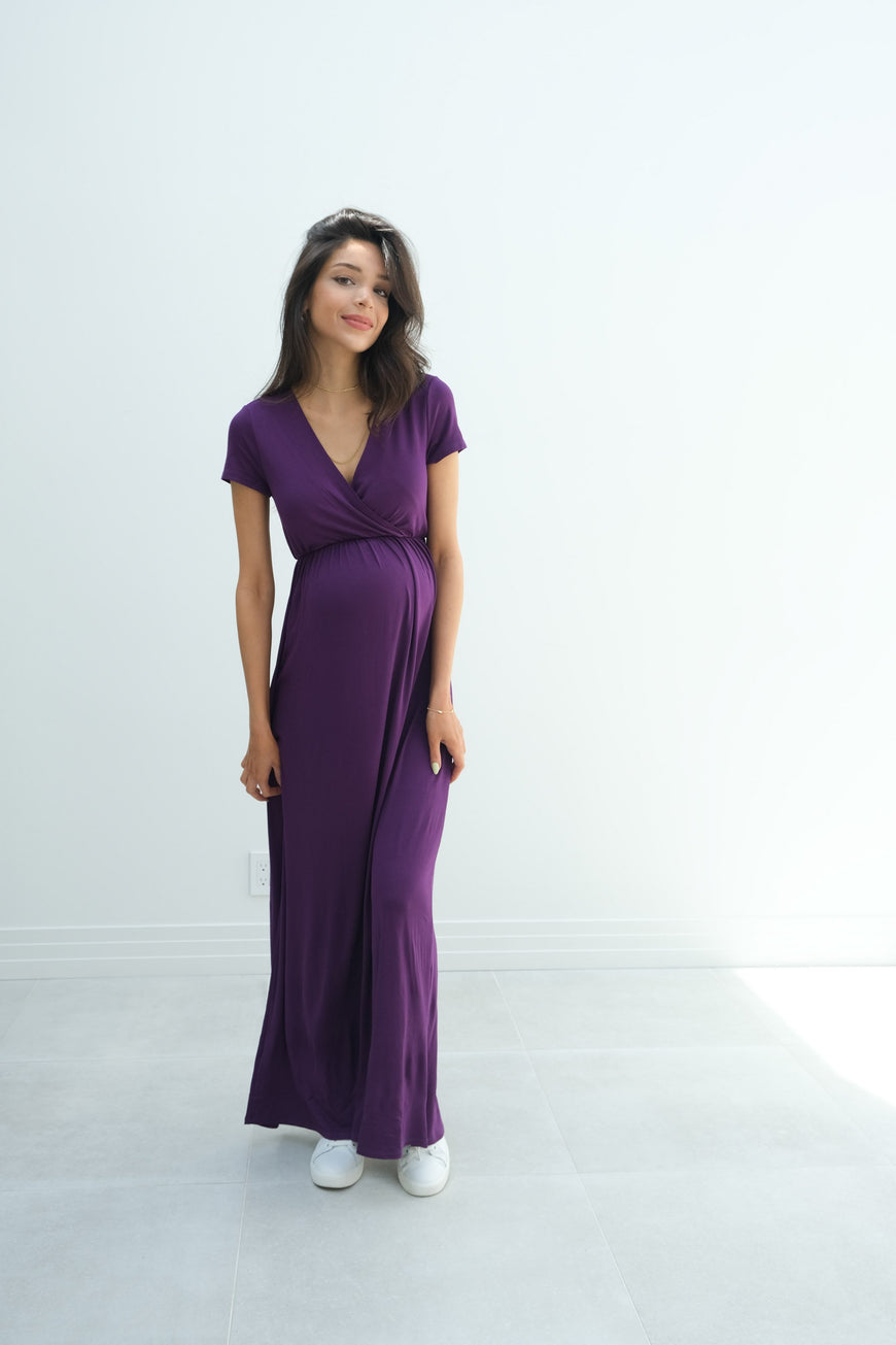 Catalina | Maternity Midi Flowy Wrap Dress with Tie Waist