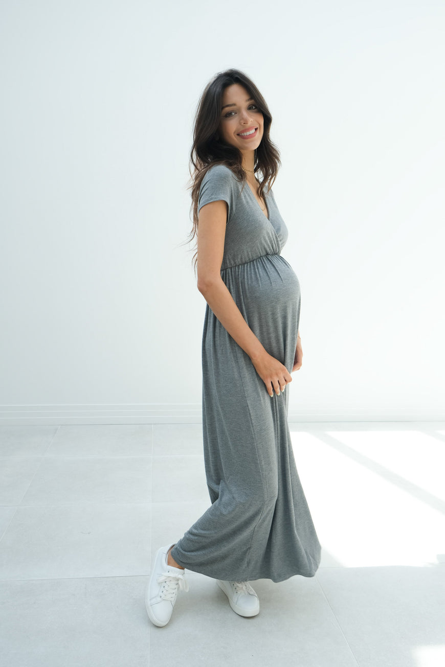Catalina | Maternity Midi Flowy Wrap Dress with Tie Waist