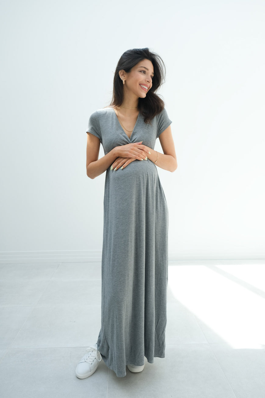 Catalina | Maternity Midi Flowy Wrap Dress with Tie Waist