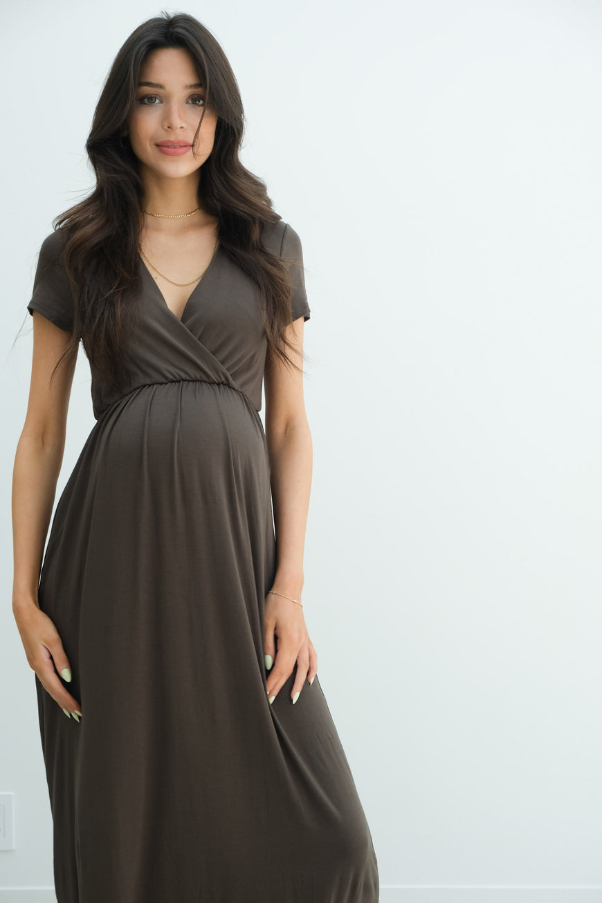 Catalina | Maternity Midi Flowy Wrap Dress with Tie Waist