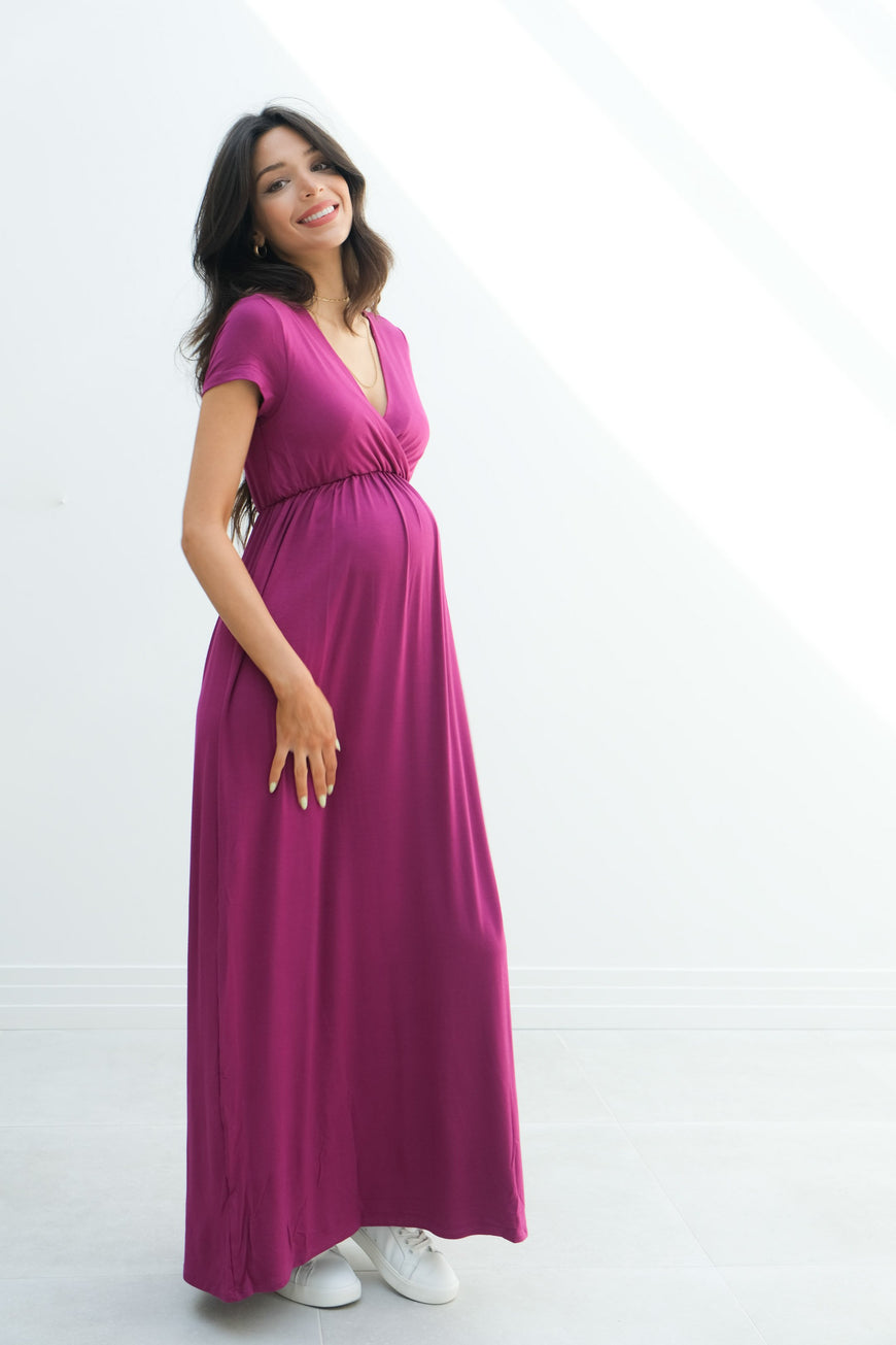 Catalina | Maternity Midi Flowy Wrap Dress with Tie Waist