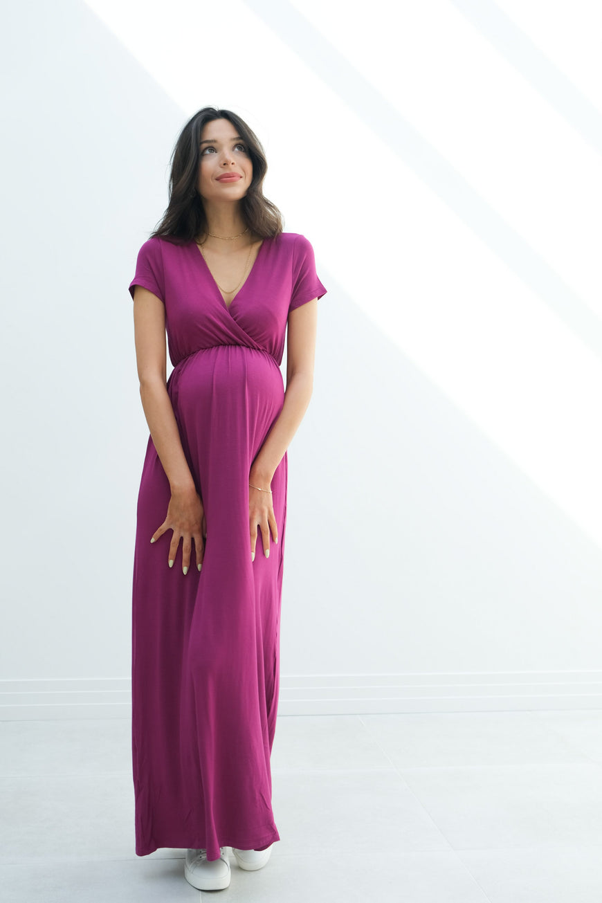 Catalina | Maternity Midi Flowy Wrap Dress with Tie Waist