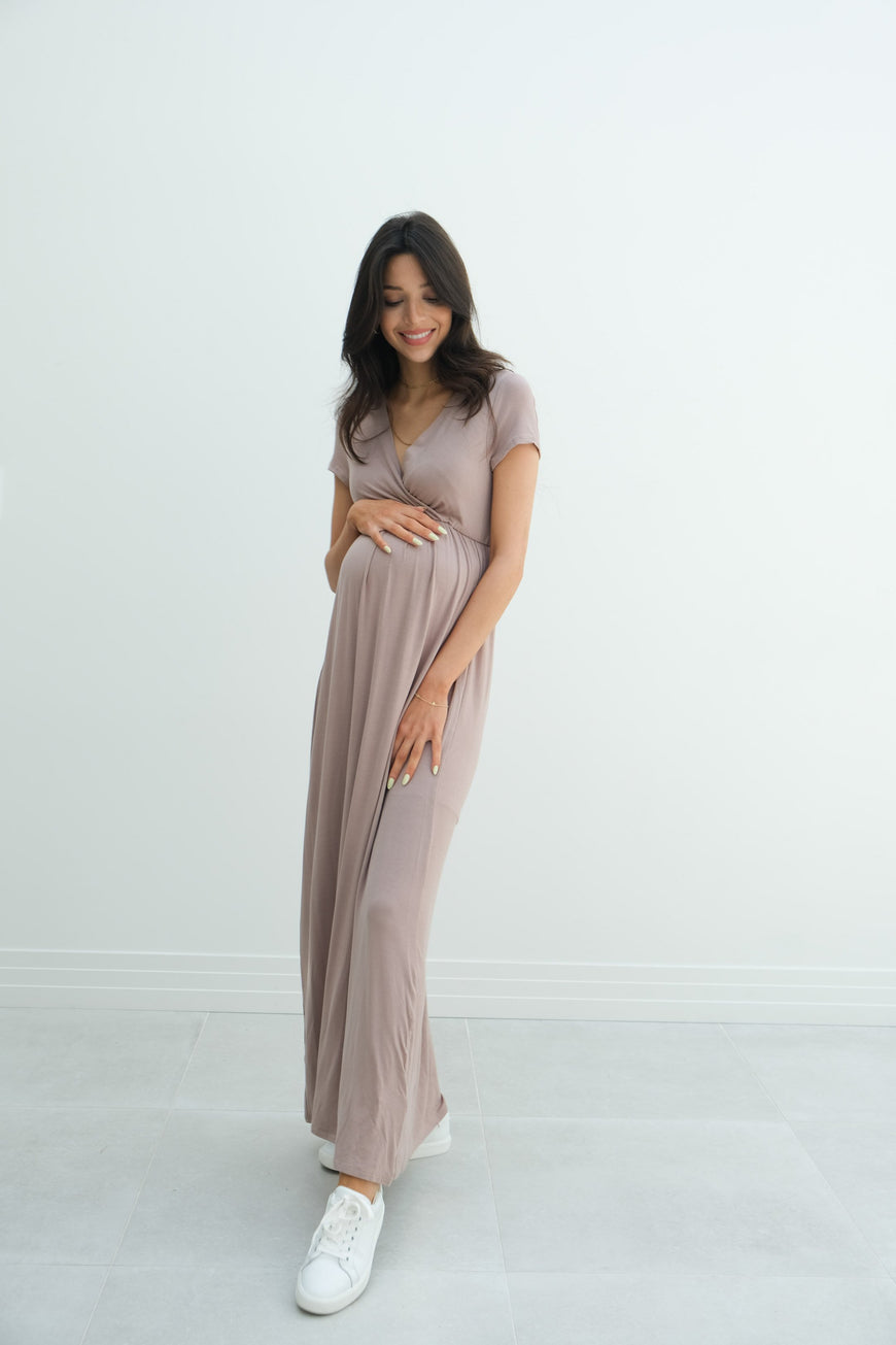 Catalina | Maternity Midi Flowy Wrap Dress with Tie Waist
