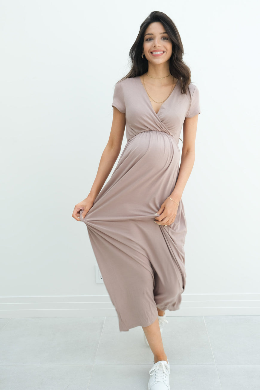 Catalina | Maternity Midi Flowy Wrap Dress with Tie Waist