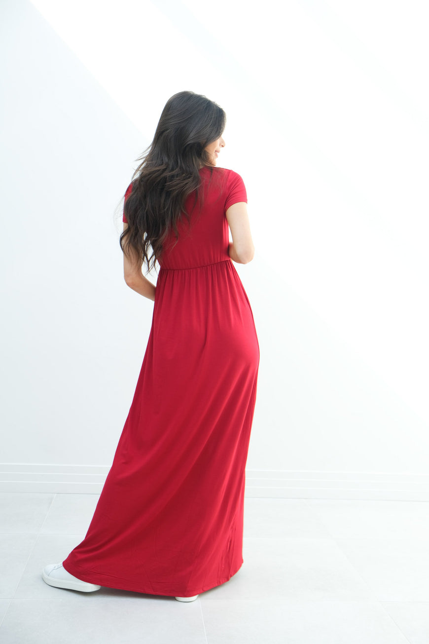 Catalina | Maternity Midi Flowy Wrap Dress with Tie Waist