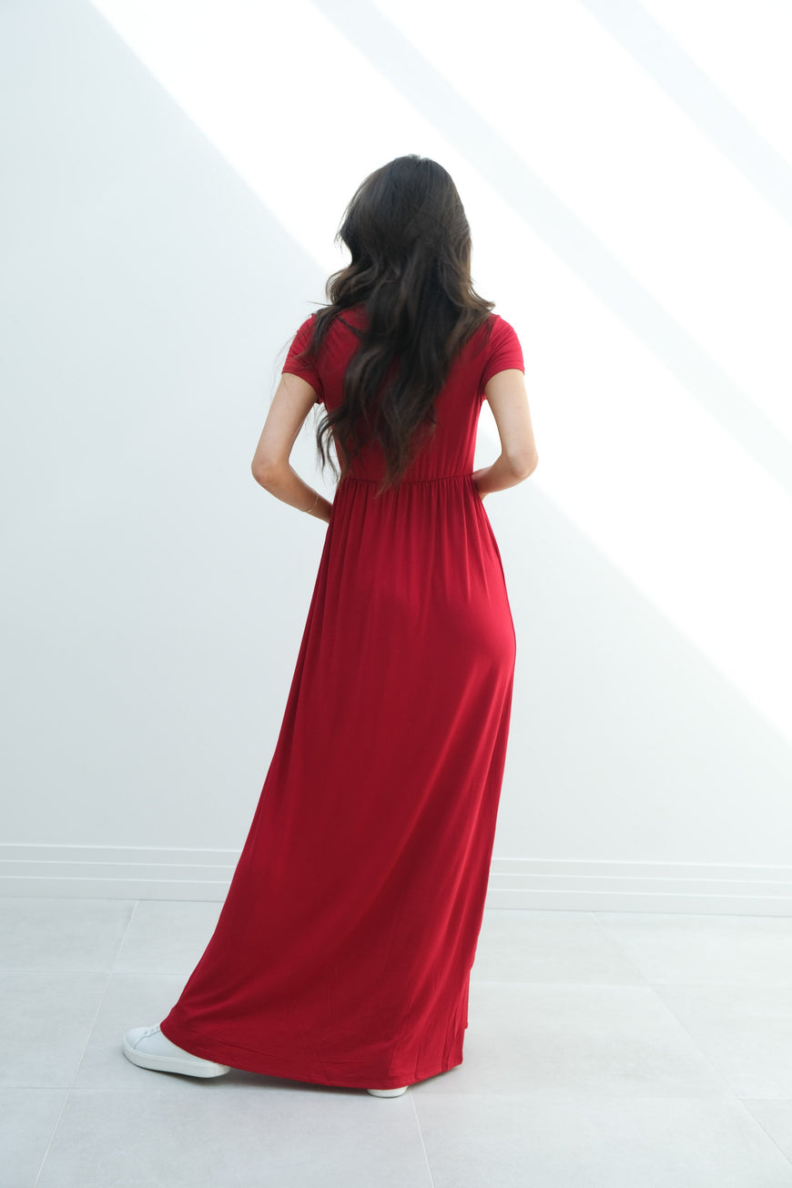 Catalina | Maternity Midi Flowy Wrap Dress with Tie Waist