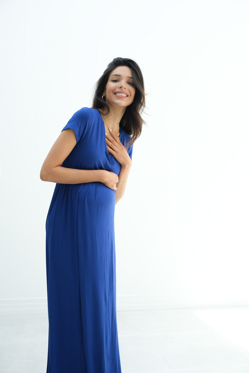 Catalina | Maternity Midi Flowy Wrap Dress with Tie Waist