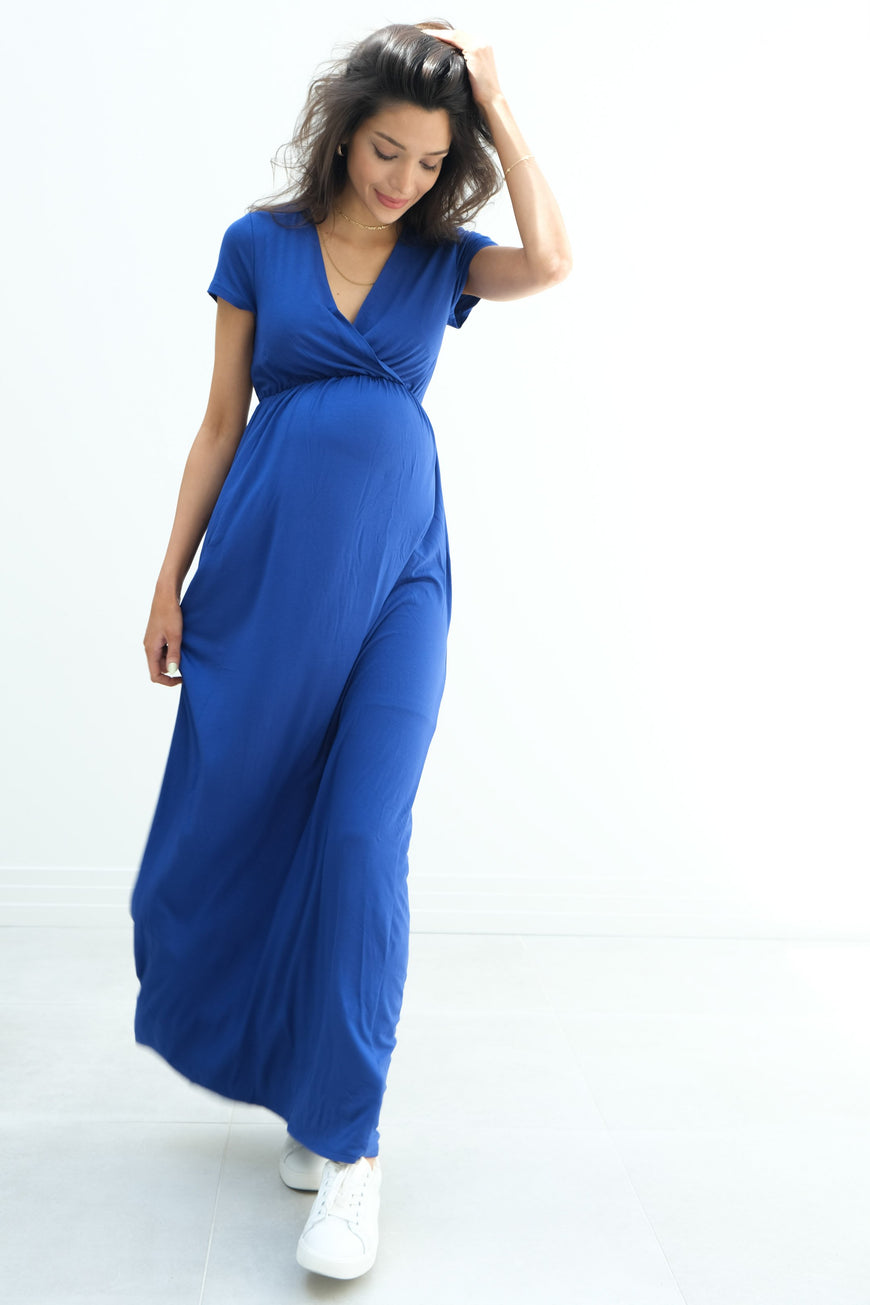 Catalina | Maternity Midi Flowy Wrap Dress with Tie Waist