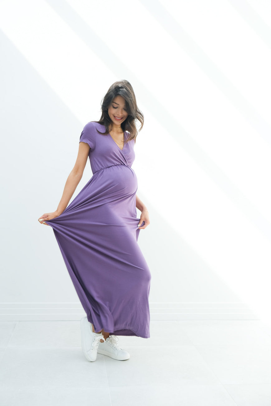 Catalina | Maternity Midi Flowy Wrap Dress with Tie Waist