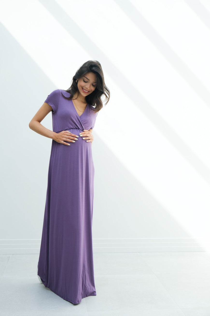 Catalina | Maternity Midi Flowy Wrap Dress with Tie Waist