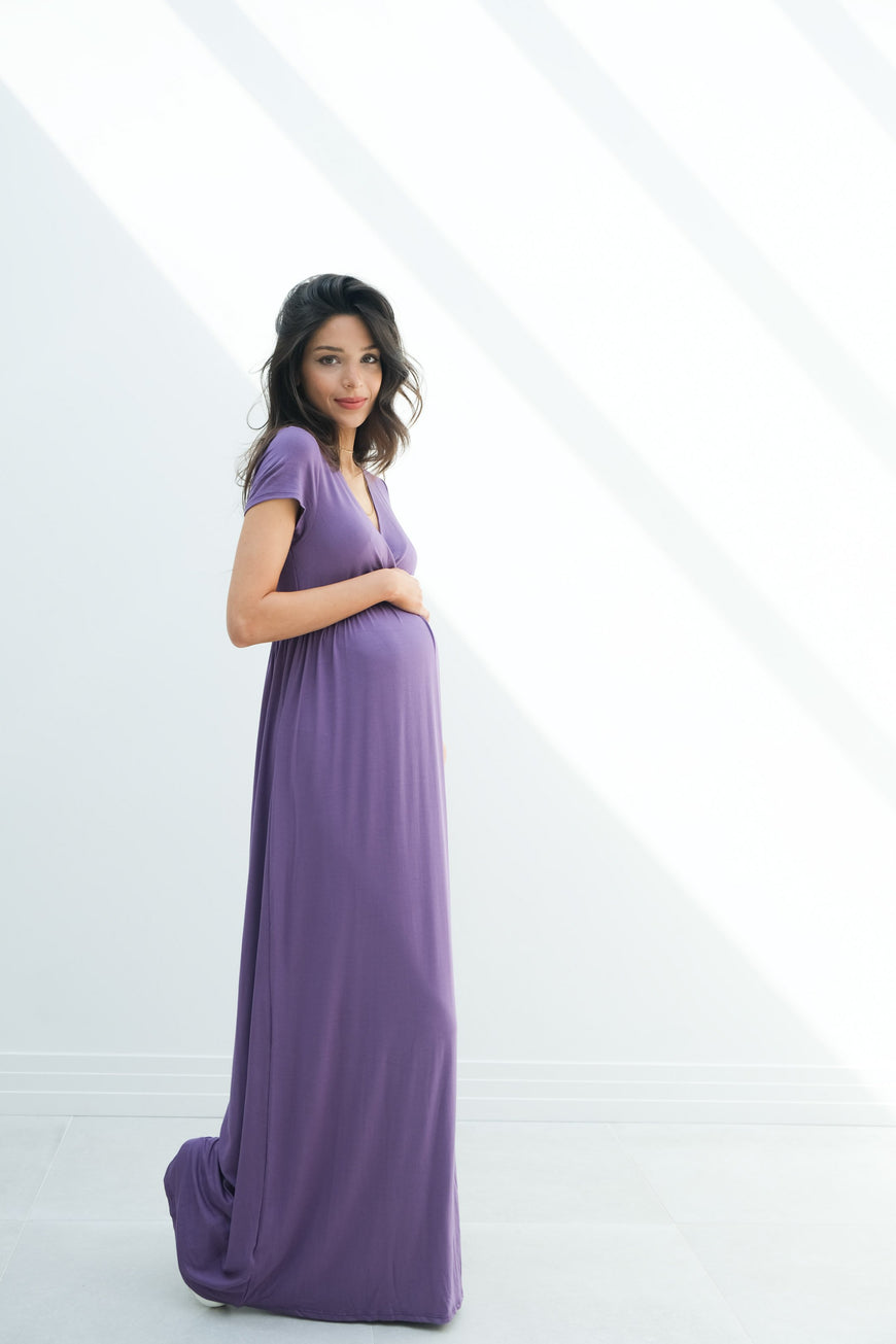 Catalina | Maternity Midi Flowy Wrap Dress with Tie Waist