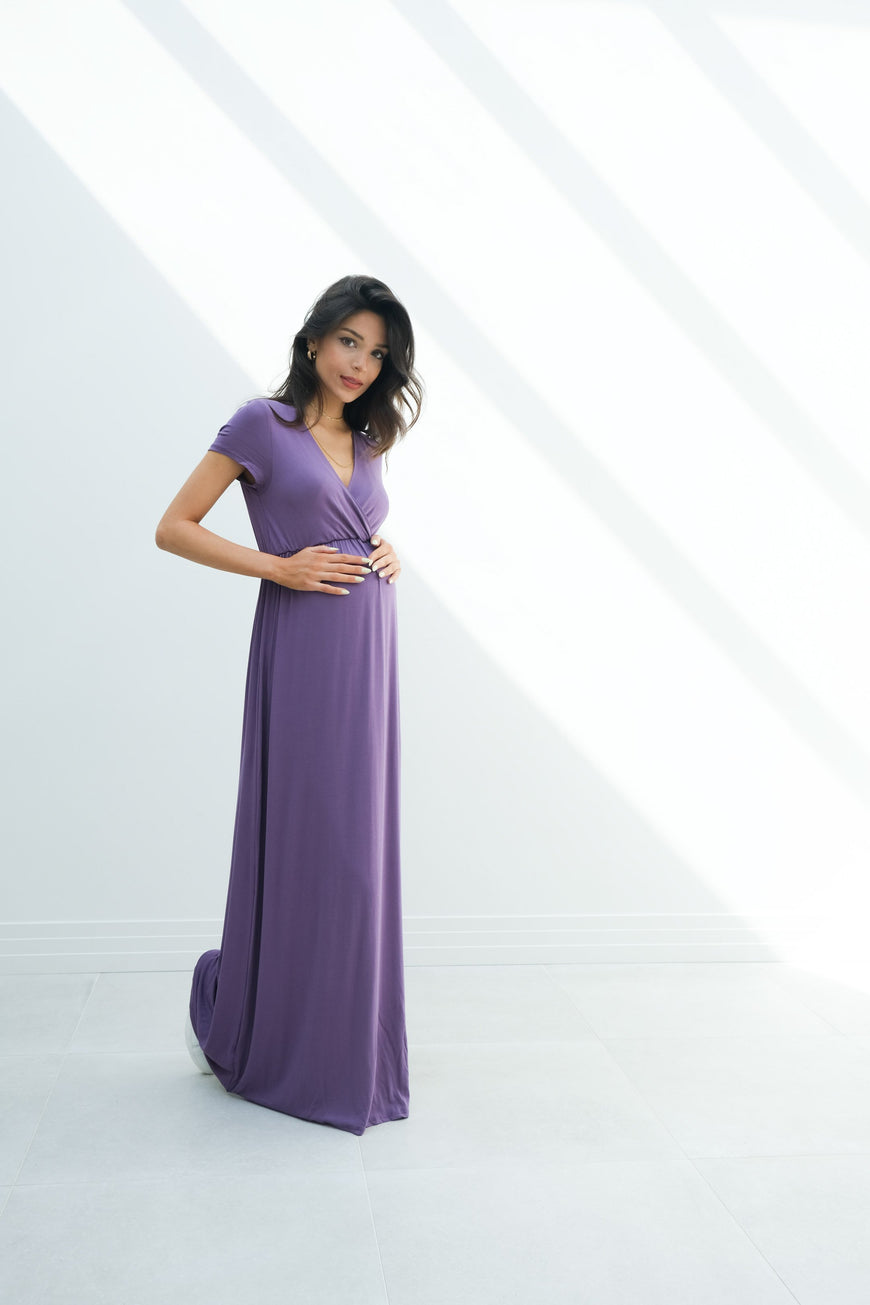 Catalina | Maternity Midi Flowy Wrap Dress with Tie Waist