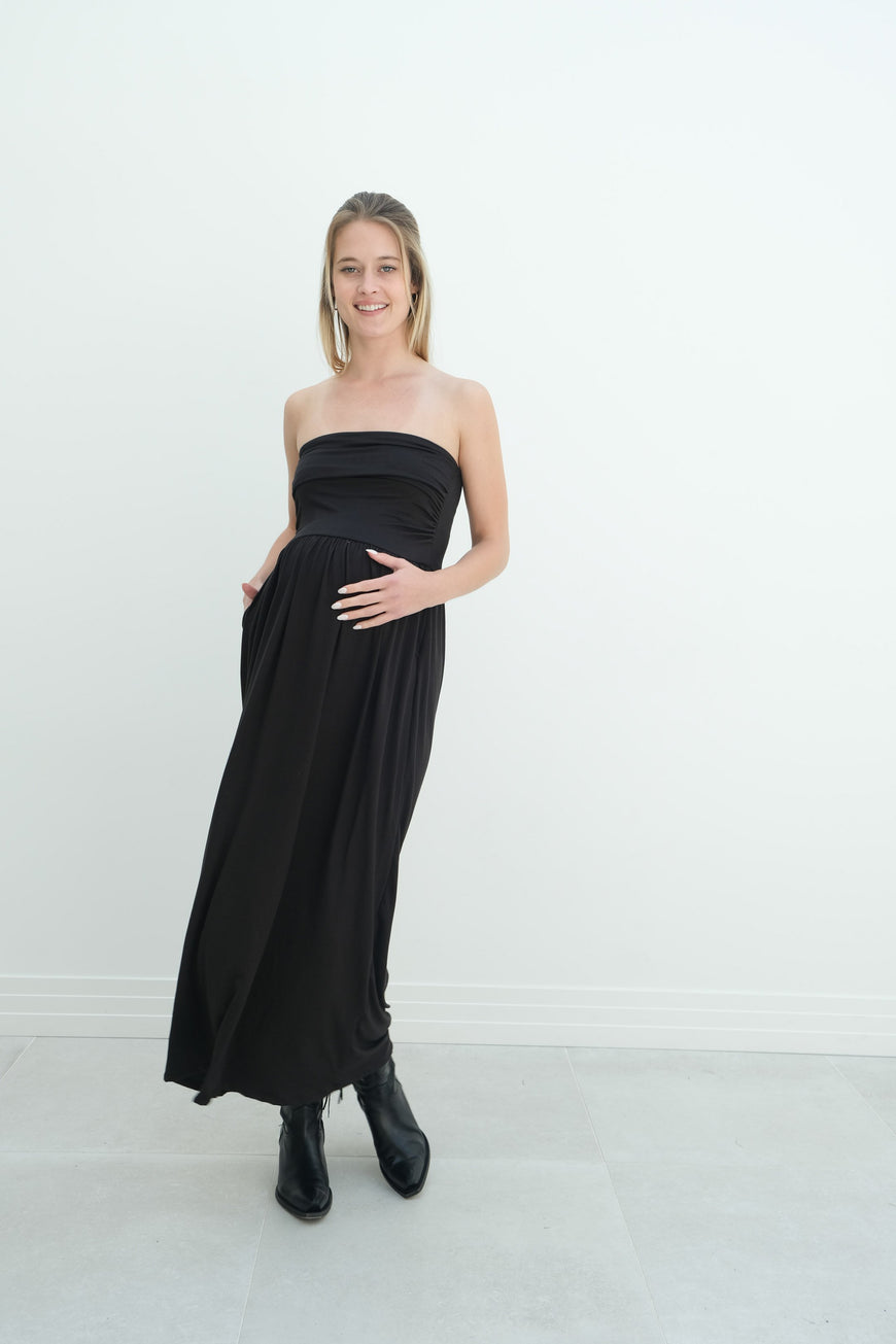Sasha | Strapless Maxi Maternity Sundress With Empire Waist
