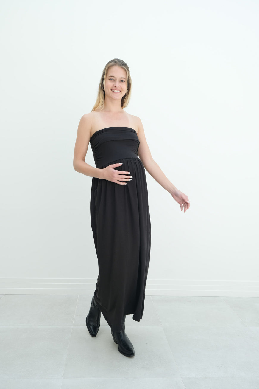 Sasha | Strapless Maxi Maternity Sundress With Empire Waist