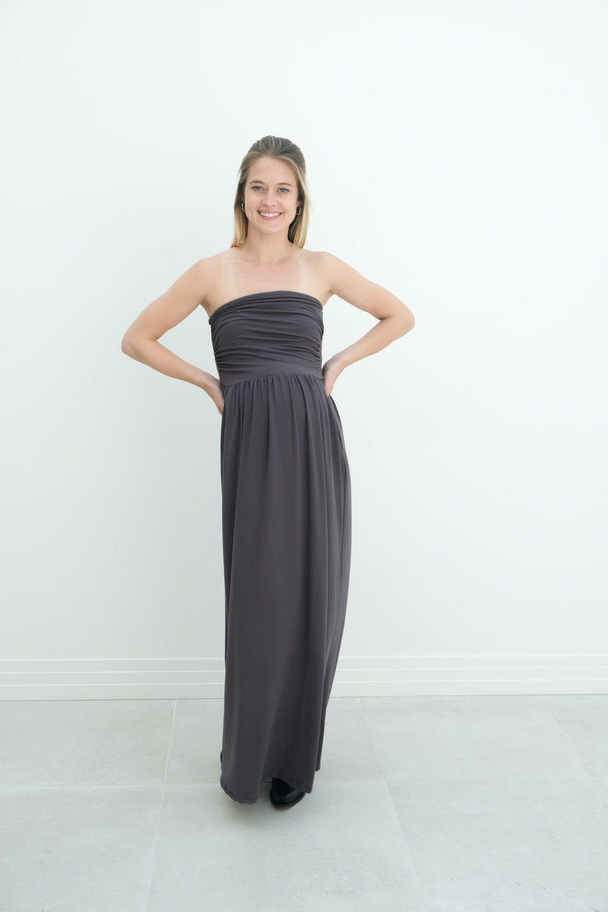 Sasha | Strapless Maxi Maternity Sundress With Empire Waist