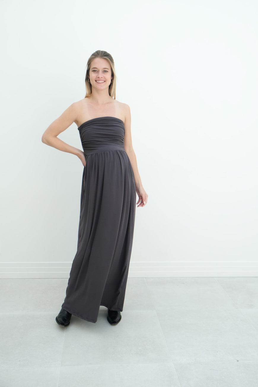 Sasha | Strapless Maxi Maternity Sundress With Empire Waist