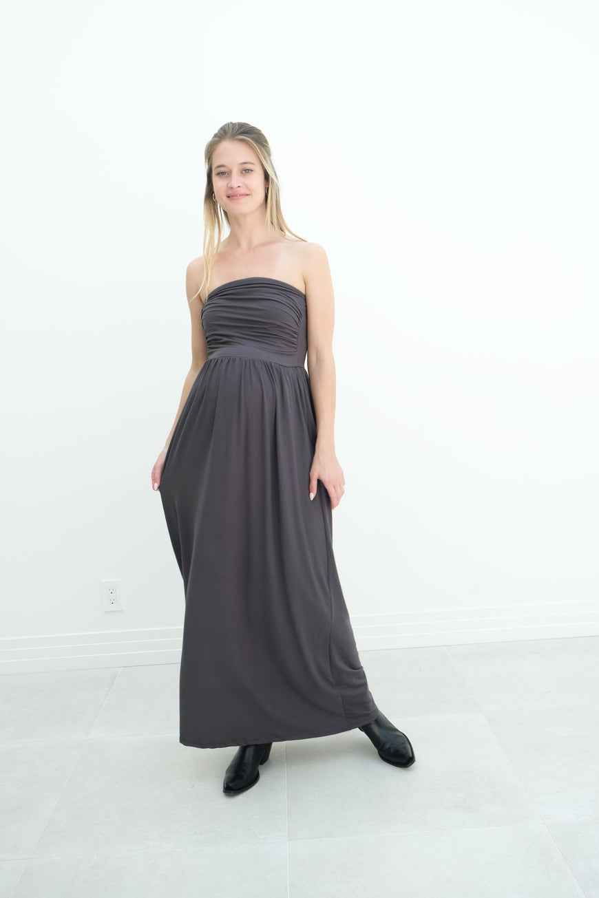 Sasha | Strapless Maxi Maternity Sundress With Empire Waist